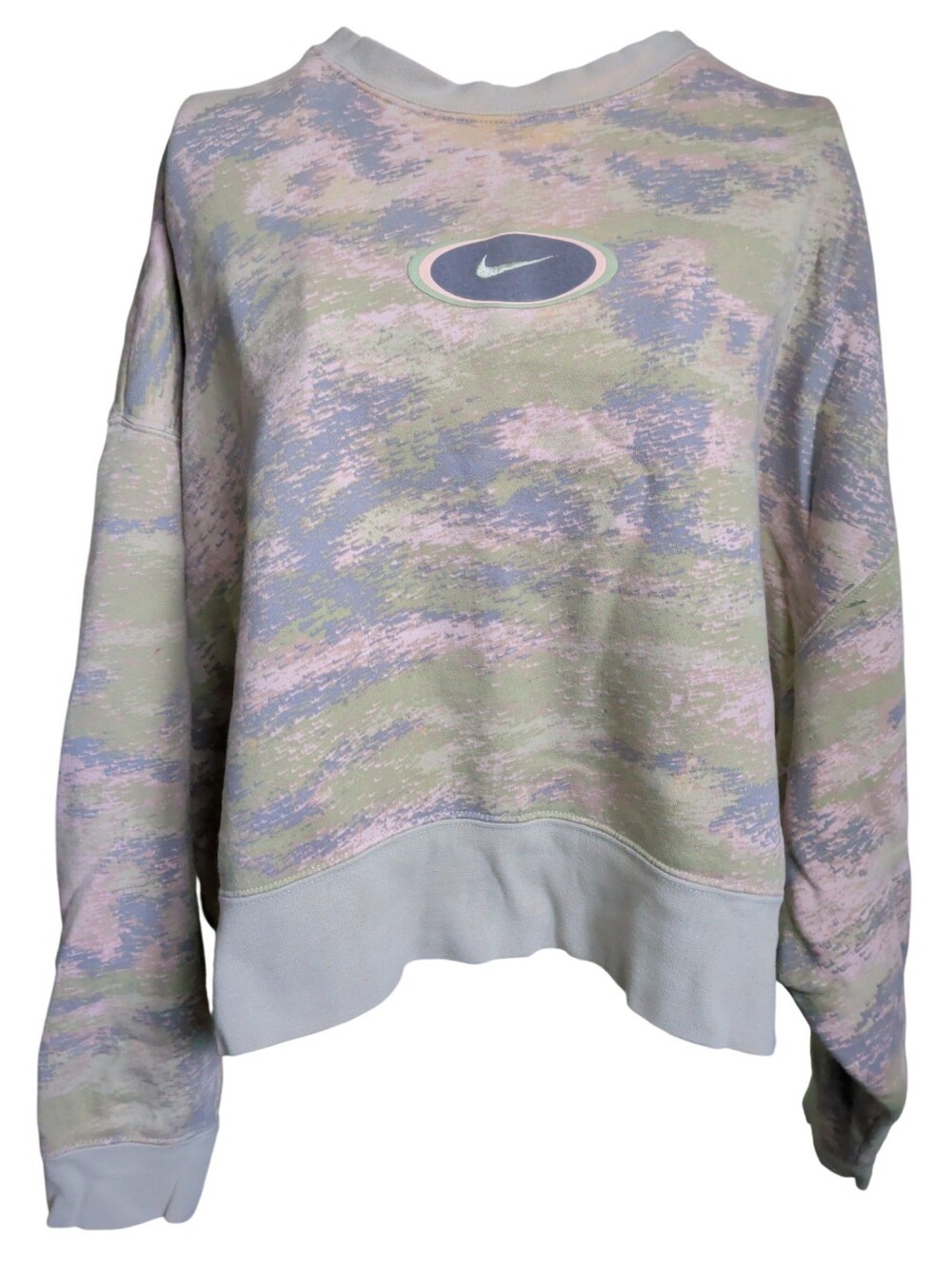 Nike Vintage Look Allover Print Crewneck Fleece Sweatshirt Mock Neck Size M